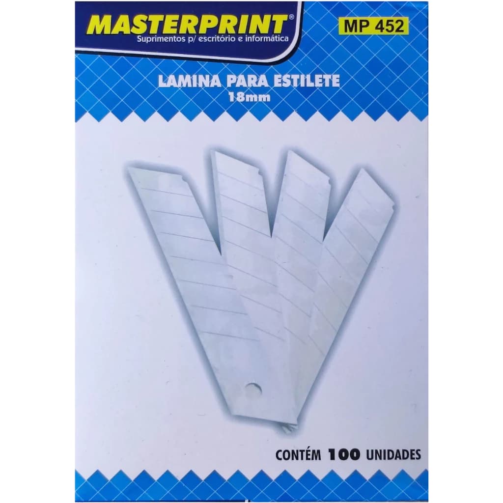 Lâmina Estilete 18mm Masterprint (100 Peças)