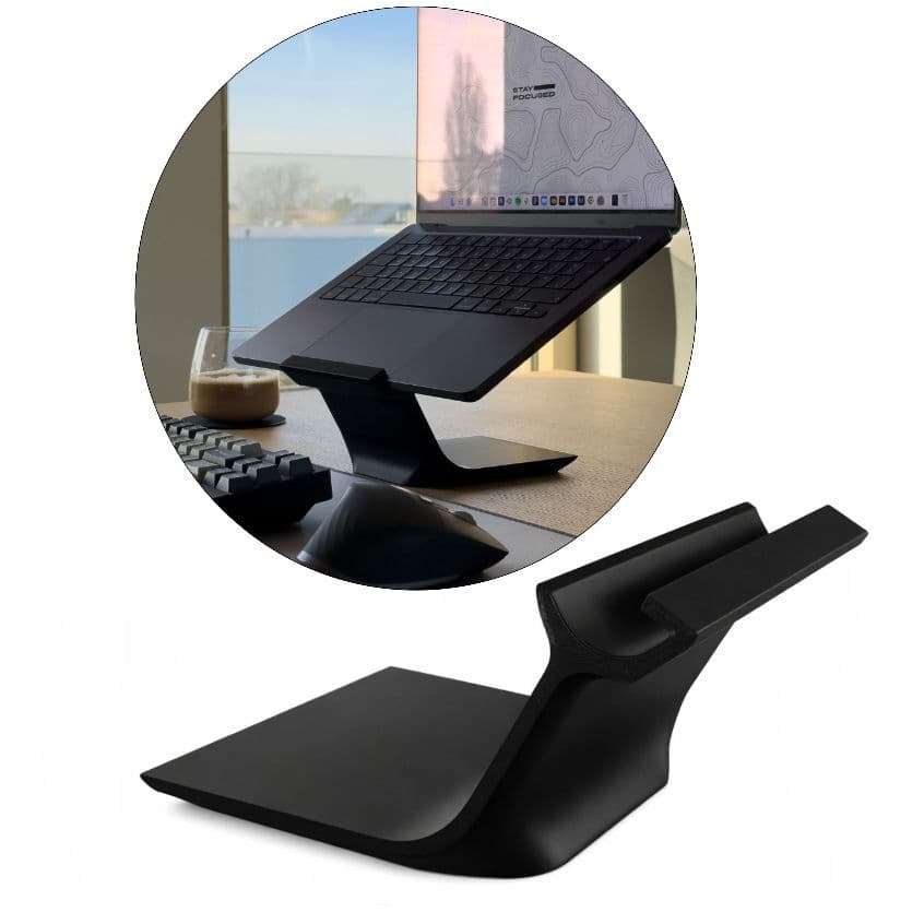 Suporte para Notebook e Tablet Premium Preto Ergonômico Antiderrapante Mesa
