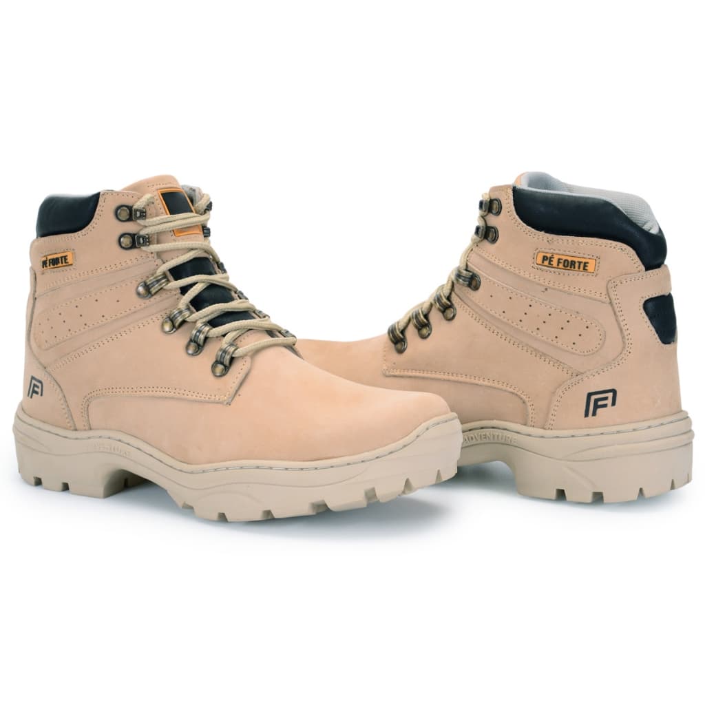 Bota Botina Coturno Bege Pé Forte Adventure Motociclista Trabalho Segurança Confortavel Versatil