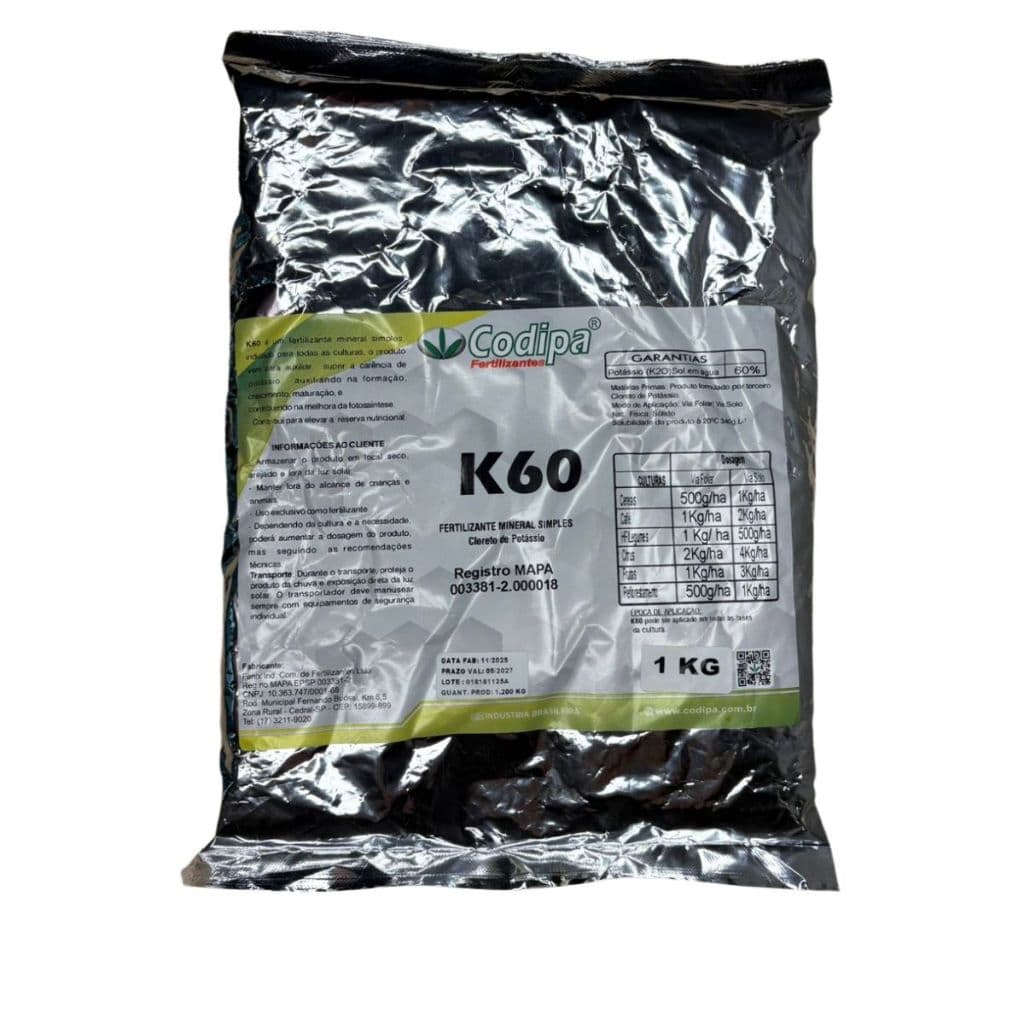 Fertilizante K60 - Codipa - 1kg Adubo Codipa Fertilizante Mineral Misto K60