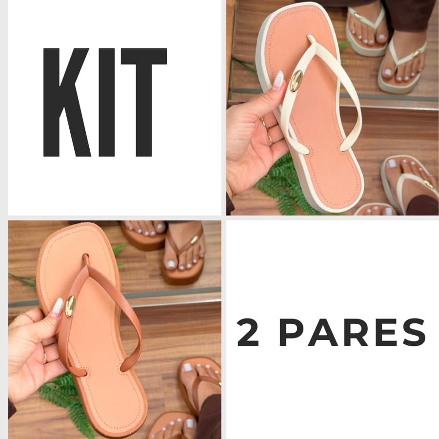 Kit Chinelo Feminino Plataforma Tamanco Sandália Plataforma Leve Confortavel
