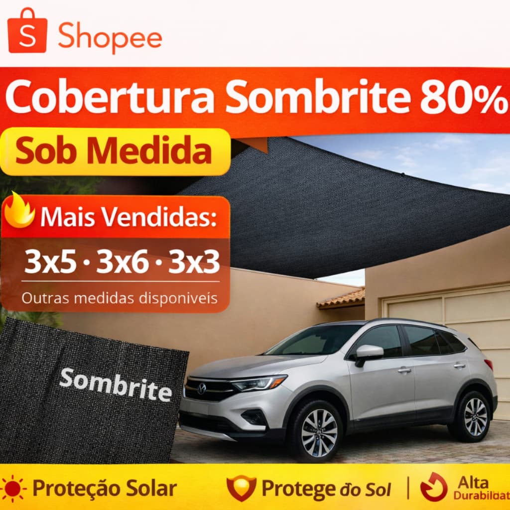 Cobertura Sombrite 80% Sob Medida - Toldo, Tela de Sombreamento, Proteção Solar para Garagem