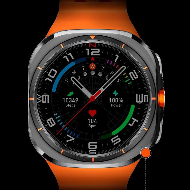 Relogio inteligente Kalobee SK7 Ultra Correia Laranja corpo preto  Capa de proteção silicone Bateria 500mA