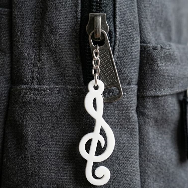 Chaveiro Clave de Sol Branco 3D Música Acessório Mochila Bolsa Chaves Presente Criativo Nota Musical