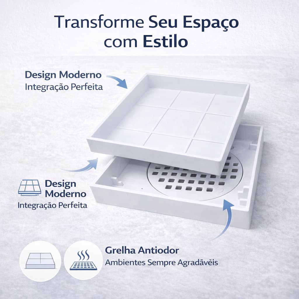 Ralo Oculto 10x10 Invisível Inteligente Plástico Resistente Porcelanato