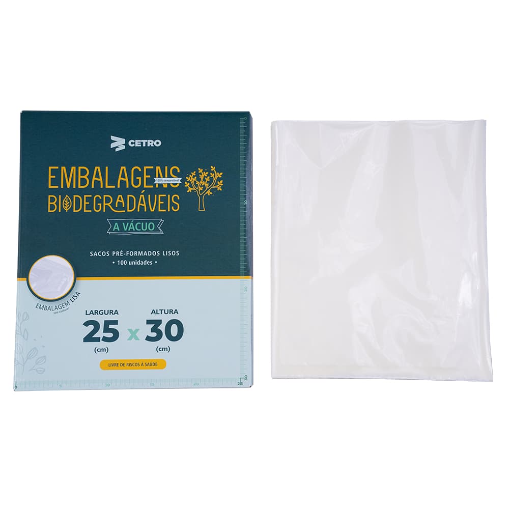 Embalagem a Vácuo Biodegradável 25x30cm - 100 Unidades