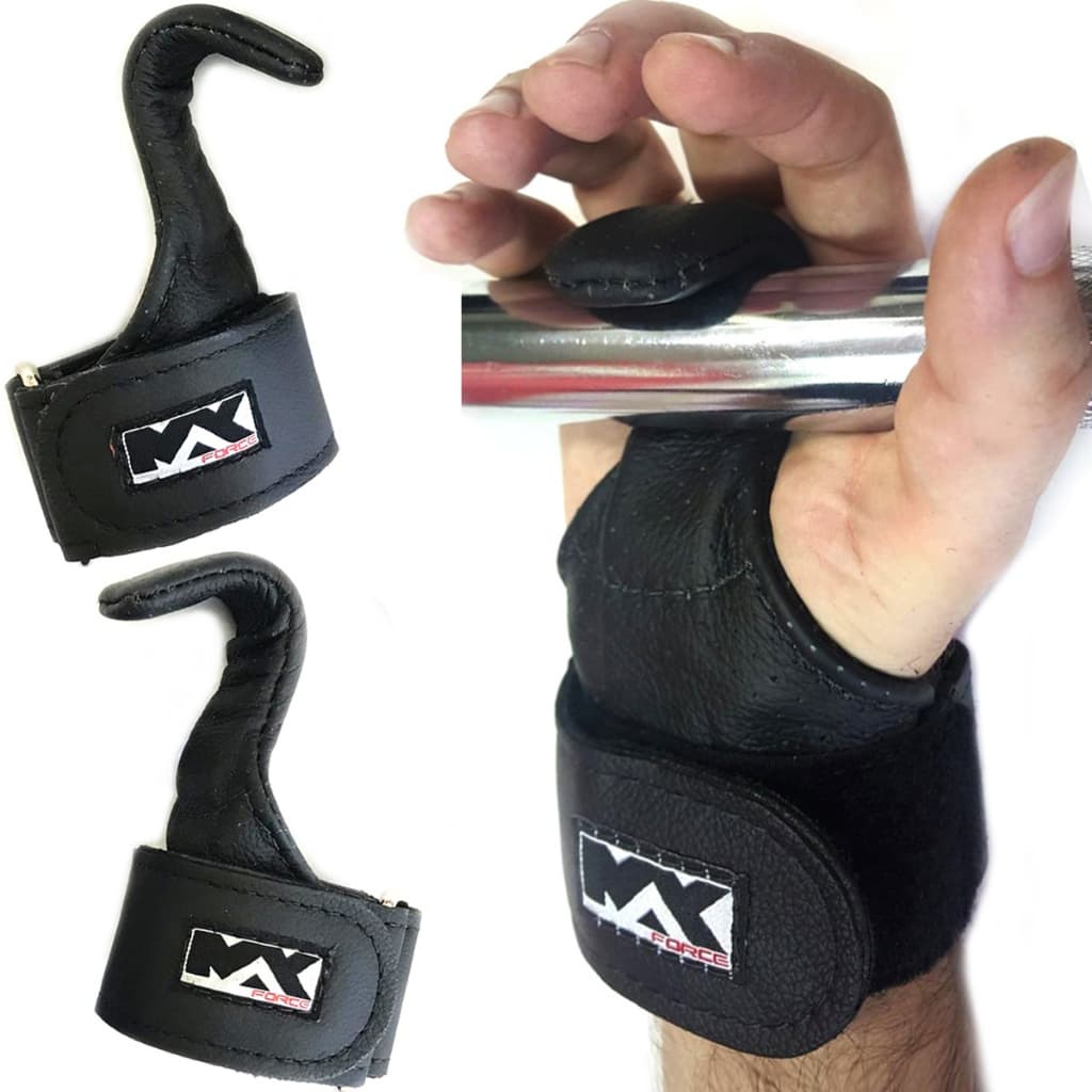 Strap Hook Gancho Metal Revestido com Couro Treino Academia Musculação Max Force
