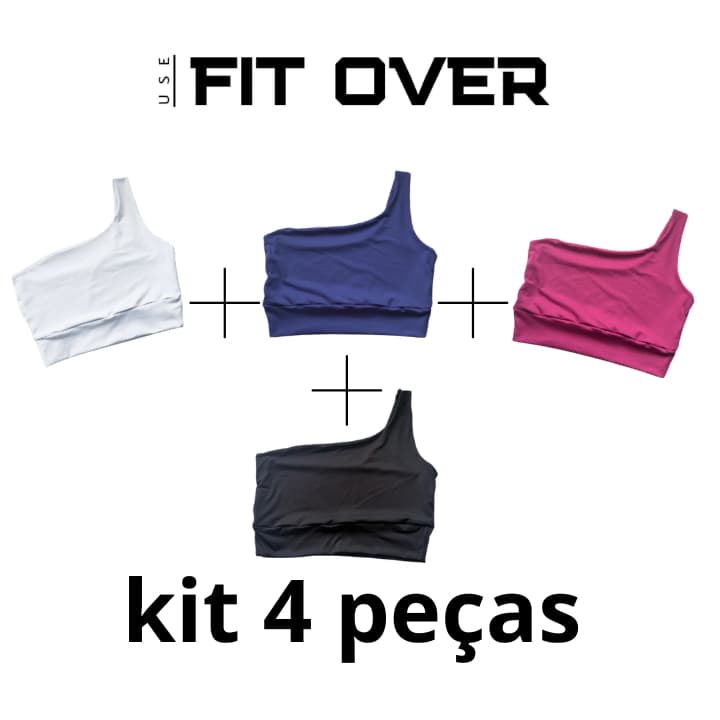 kit 4 tops fitness um ombro só duplo academia casual fitover