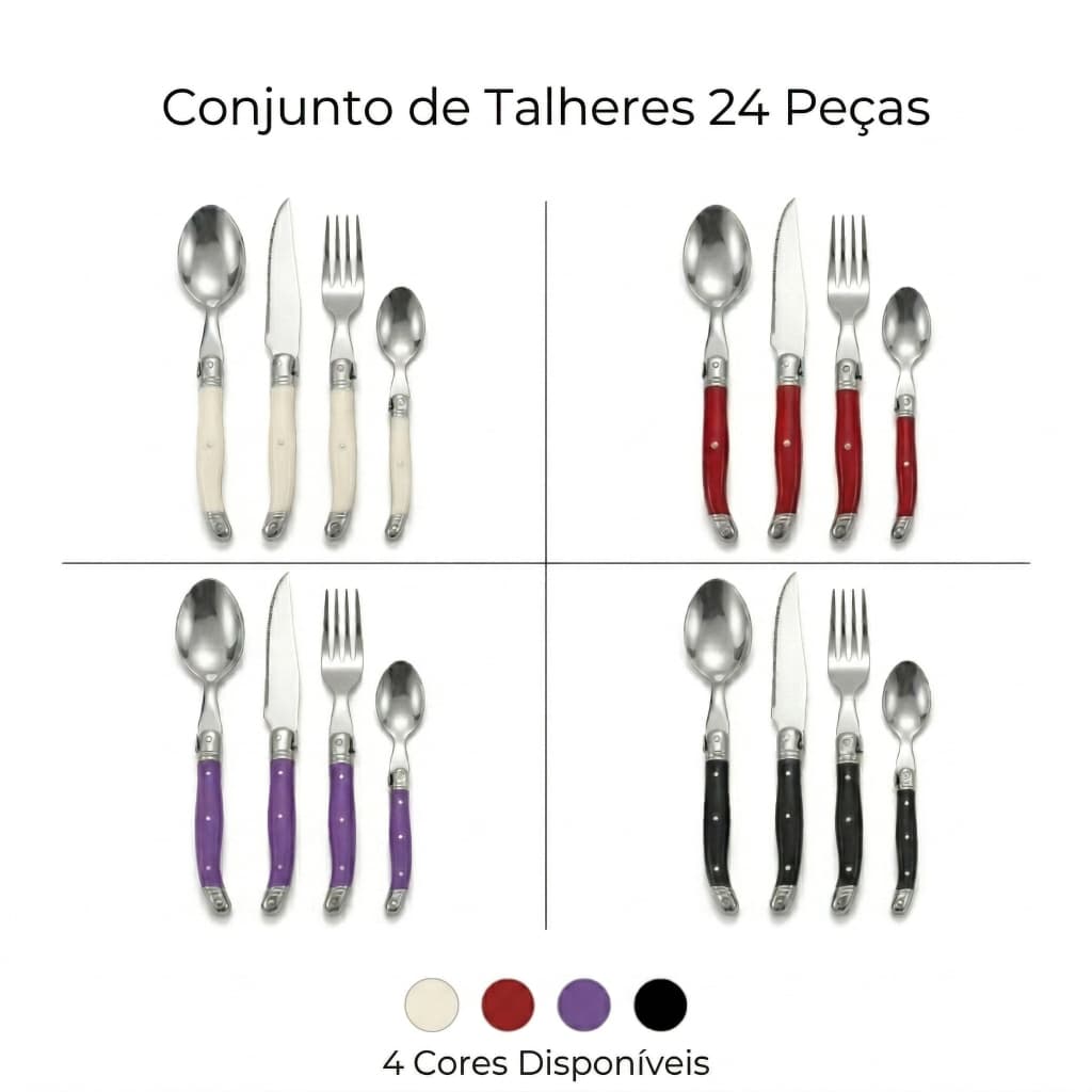 Jogo Talheres Inox de Alta Qualidade 24 Peças Premium Luxo Com Maleta