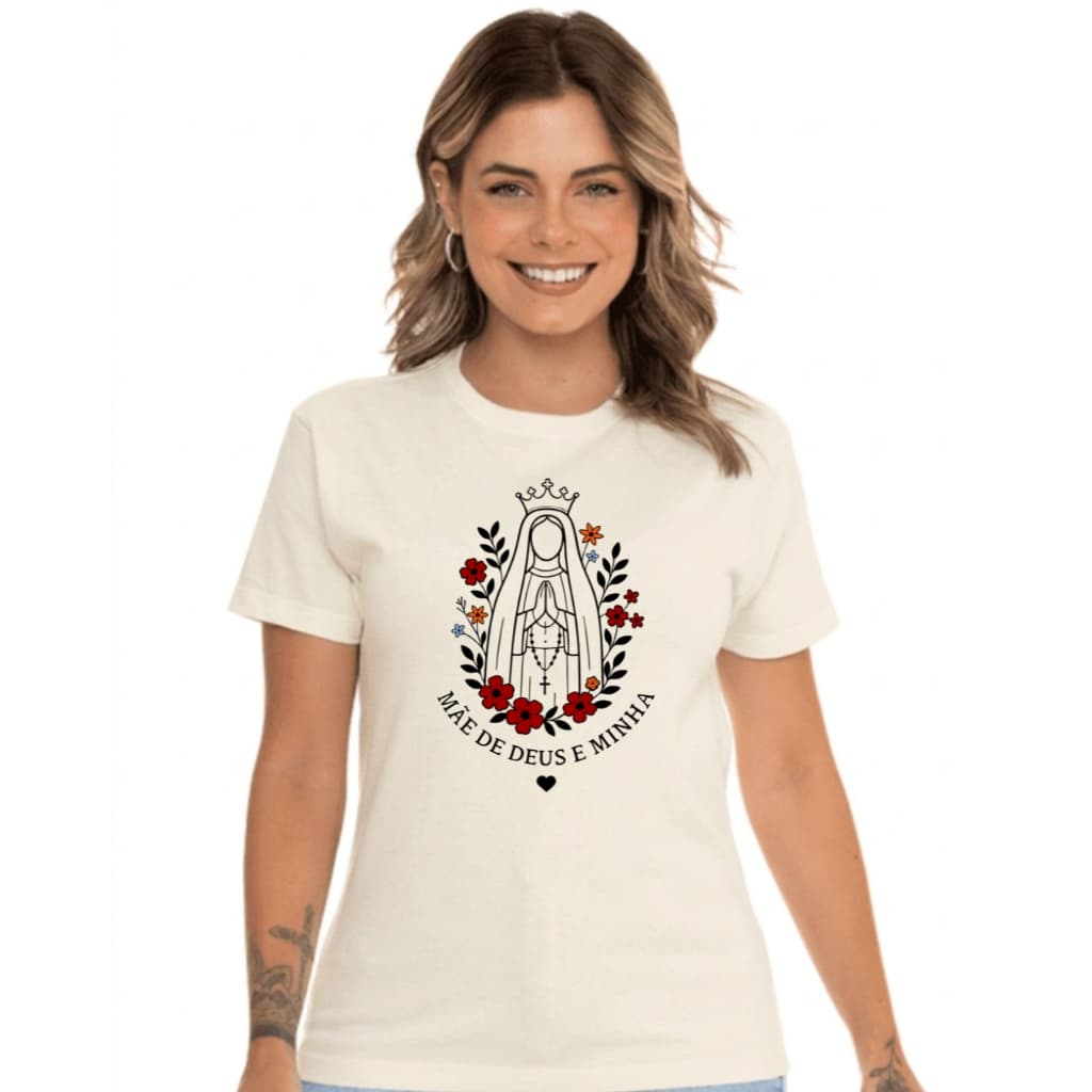 Camiseta católica MARIA MÃE DE DEUS E MINHA moda feminina blusa catolica camisa igreja promoção