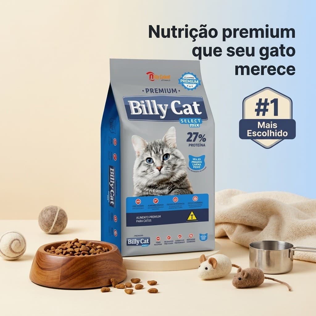 RAÇÃO BILLY CAT PREMIUM SELECT MIX 7KG GATOS ADULTOS SUPER PREMIUM ALIMENTO