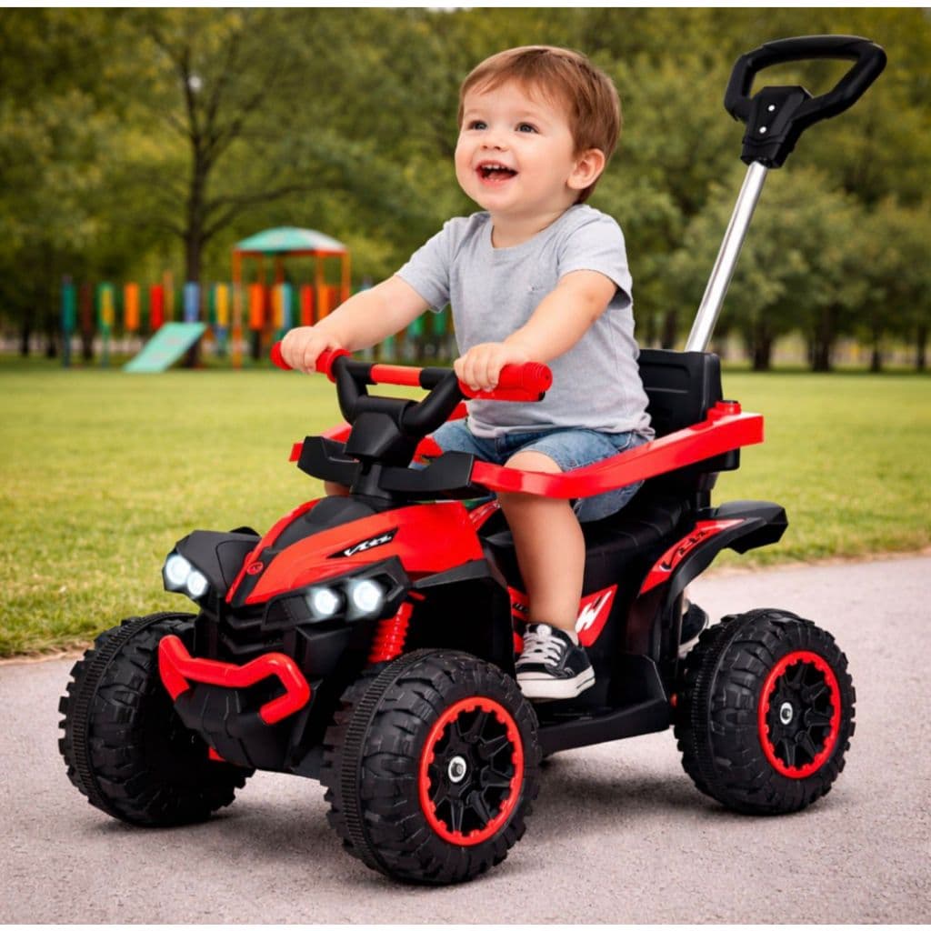 Quadriciclo Infantil Eletrico Maral e Passeio com Aro de Proteção, Haste Direcionavel, Som e Luz