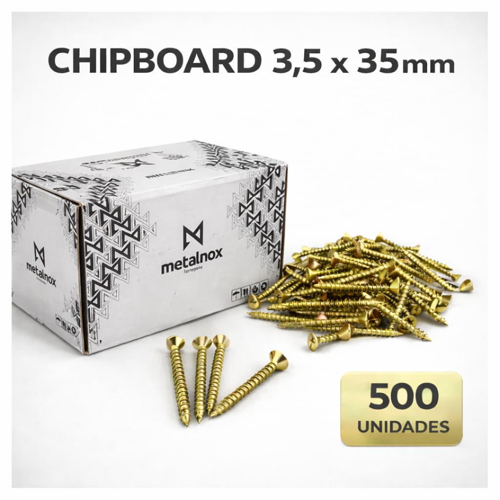 Parafuso 3,5x35 Para Madeira MDF MDP E Buchas Chipboard Phillips Cabeça Chata Caixa 500 Peças