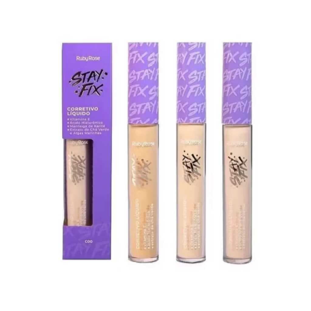 Corretivo Facial Liquido Alta Cobertura Longa Duração Stay Fix by Ruby Rose 3,9ml