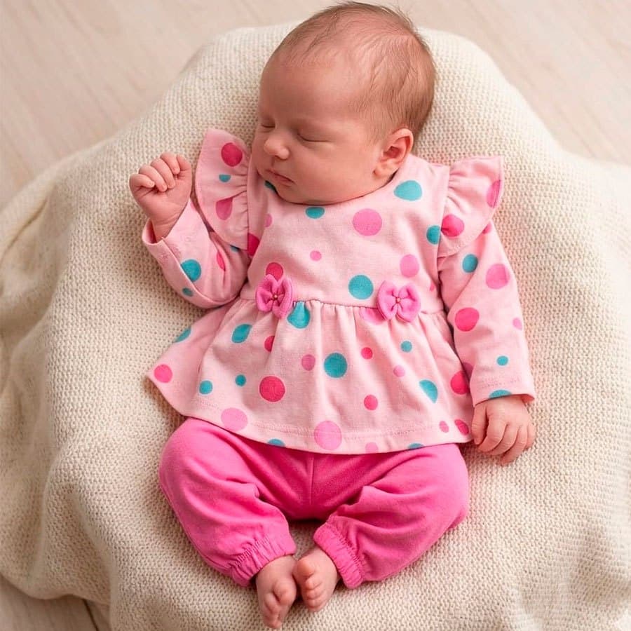 Conjunto Menina Inverno Infantil Kids Blusa Manga Longa com Mijão Juju/Bola Pink