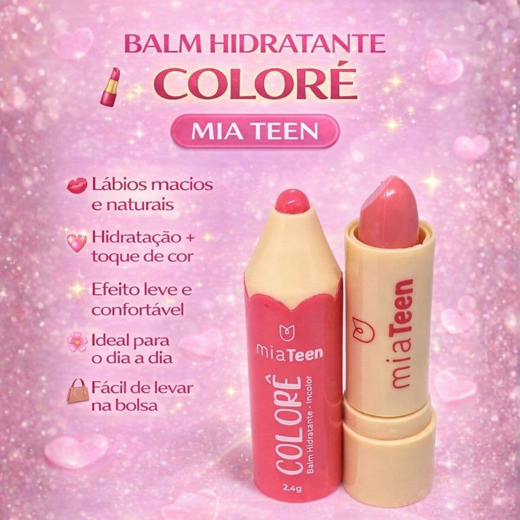 Balm Hidratante Colorê Mia Teen – Lábios Macios e Naturais