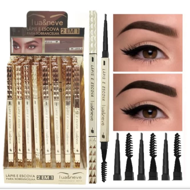 Lapis para Sobrancelha Caneta 2 em 1 Preenchedor de Sobrancelha com Escova Lua e Neve