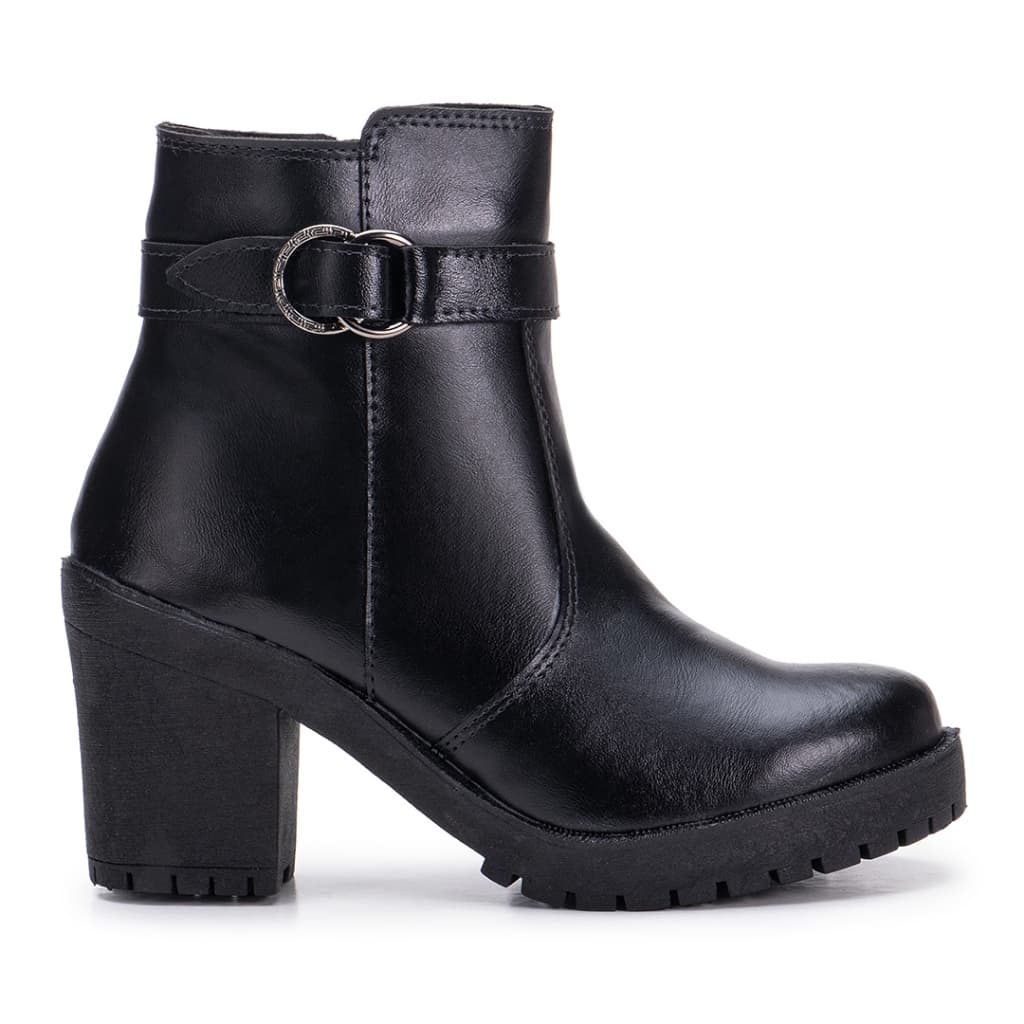 Bota Feminina Coturno Tratorado De Salto Cano Curto