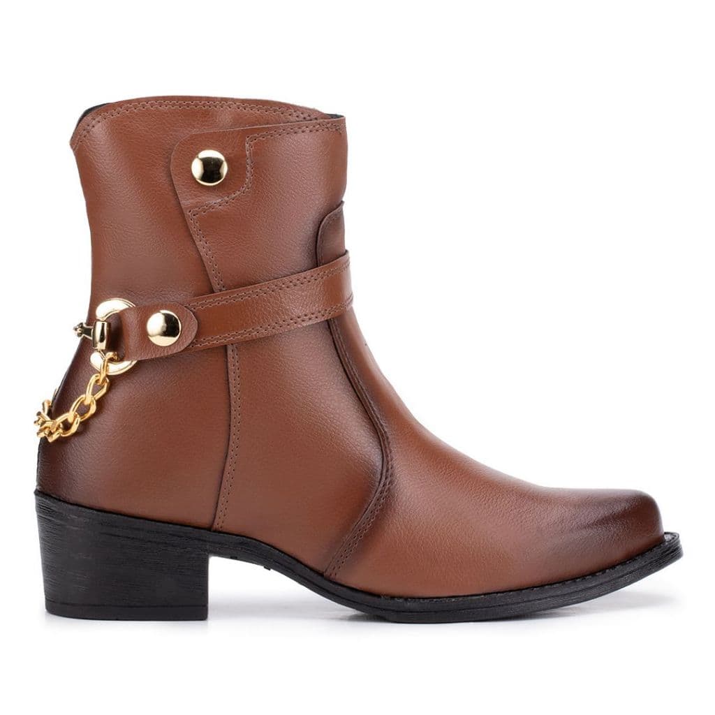 Bota Texana Feminina Fivela Cano Curto Western Salto Baixo