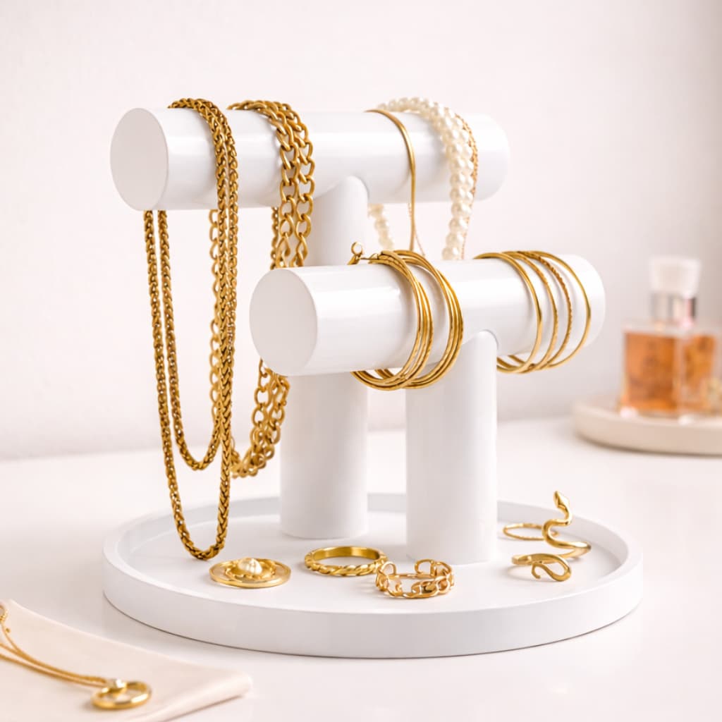 Suporte Porta Joias Organizador Colares Pulseiras Anéis Luxo Mesa Decorativo Cores