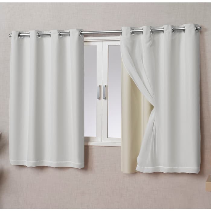 Cortina Blackout 100% PVC c/ Voil 2,20 largura x 1,30 Altura - Janela Quarto Sala Decoração Proteção