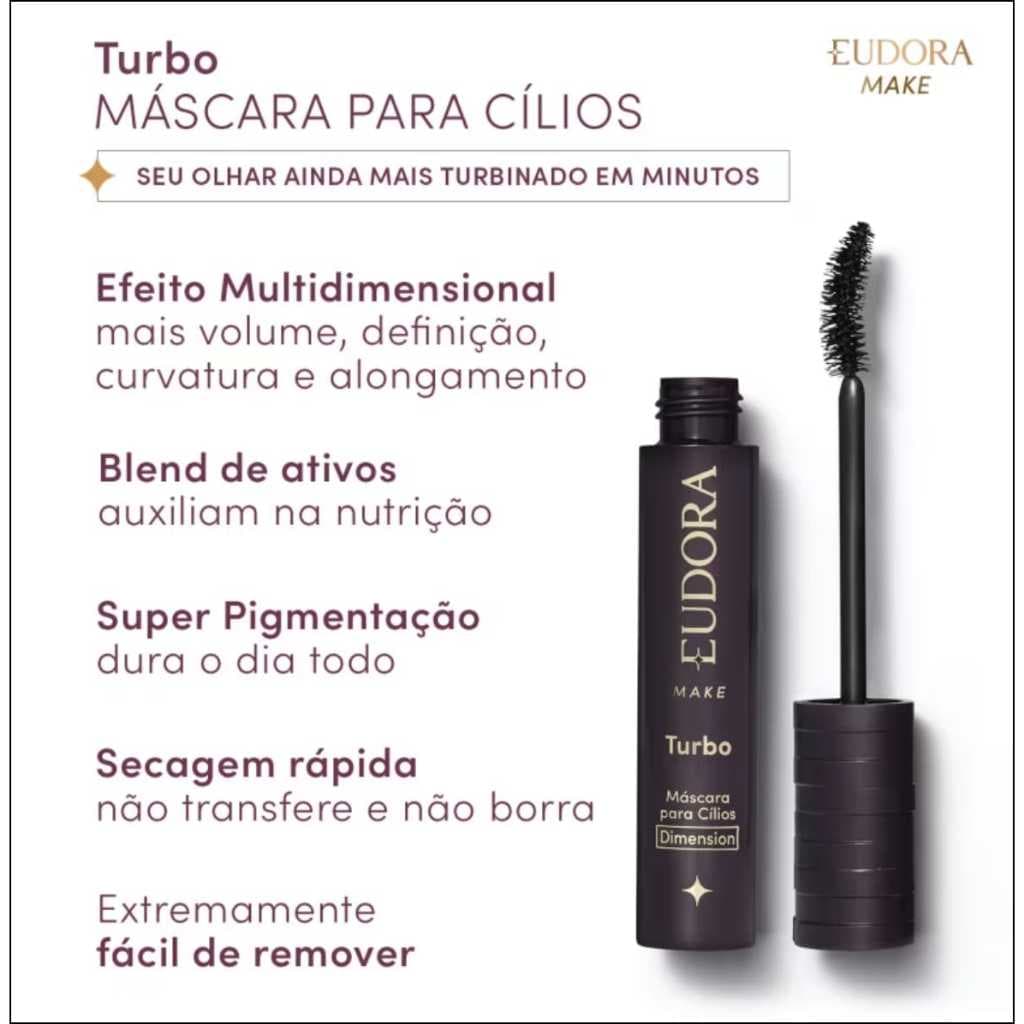 Máscara de Cílios Turbo Dimension Eudora Make 10g