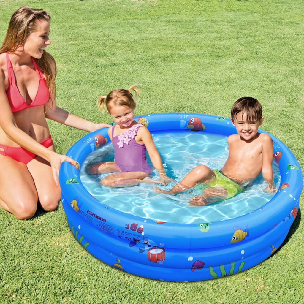 Piscina Inflável Infantil 3 Camadas Fundo Bolhas 100cm - Para Bebês