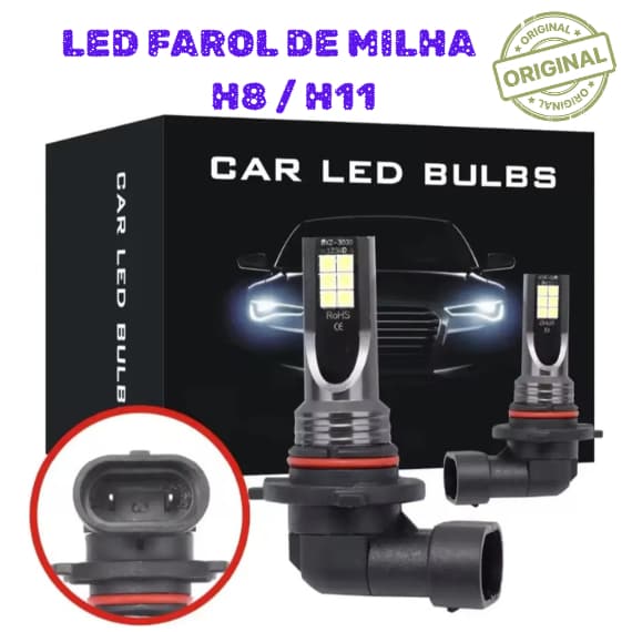 Lâmpada Led Auxiliar Farol De Milha H8/h11 8000k Par 2 Pcs