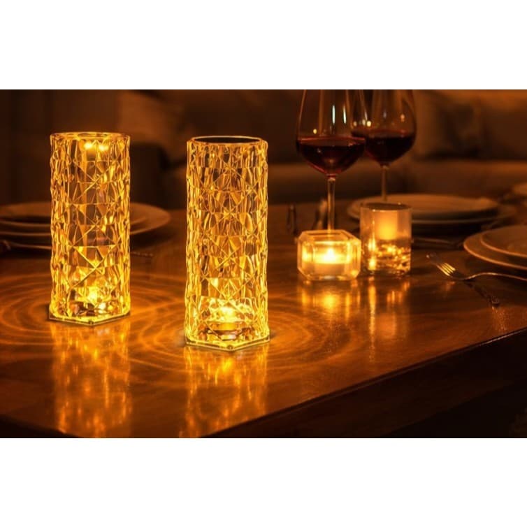 Luminária abajur de Mesa LED Multicor Cristal Decorativa 16 cores Com USB 21cm controle de toque