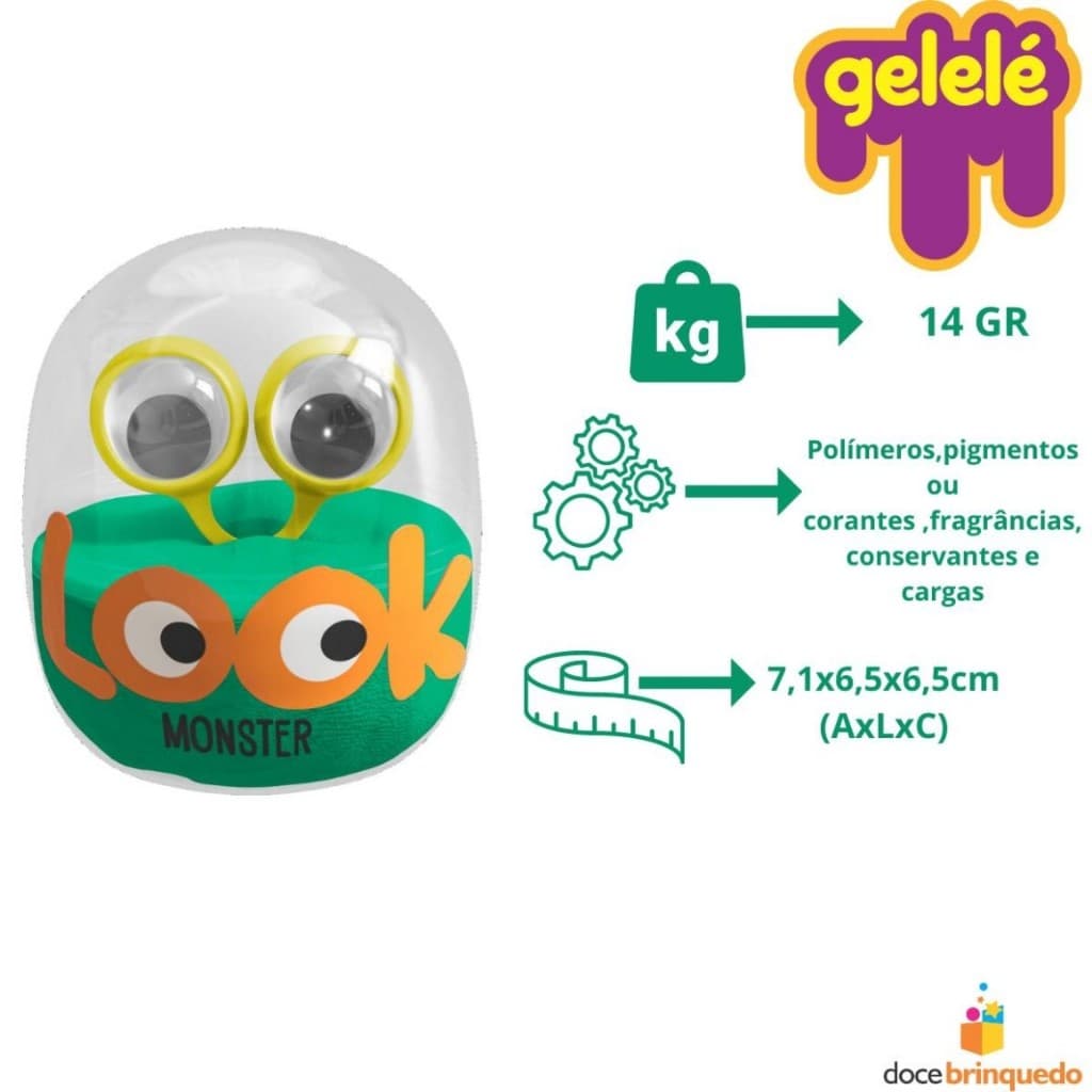 Slime Look Monster 6x14g Gelelé Infantil Pula Estica Molda Color - Forma bolinha mágica que pula
