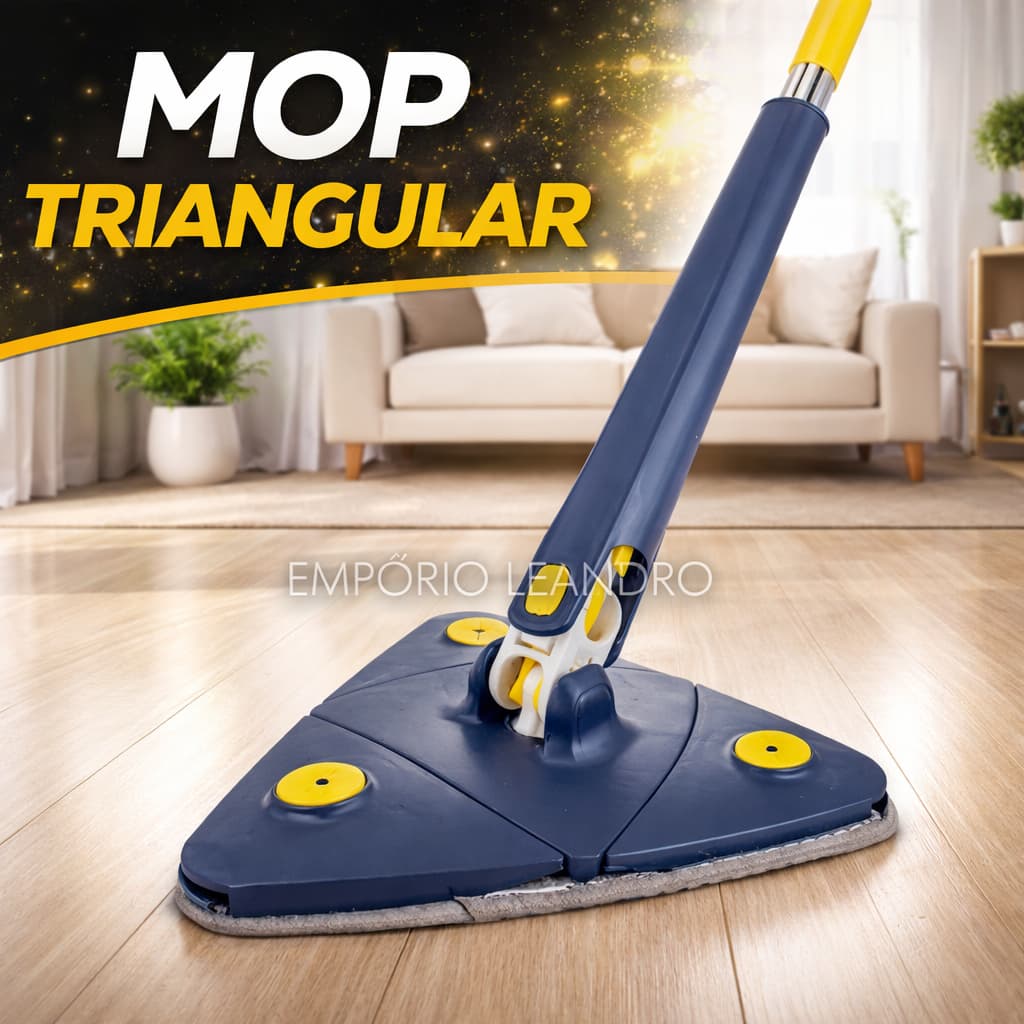 Mop Triangular Giratório | Esfregão com Rodo | Mop de Limpeza