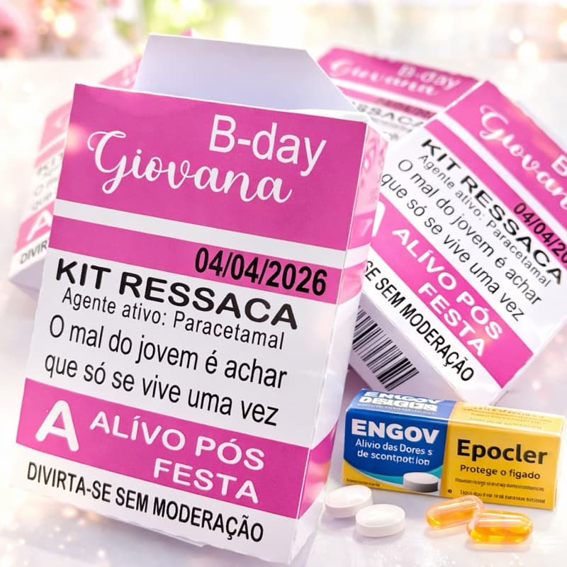 20 unid caixa personalizada kit ressaca lembrancinha desmontada