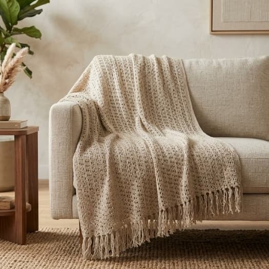 Xale Para Sofá Tricot Trança 150 x 1,15cm para Cama Solteiro ou Sofá – Elegância e Conforto UpTopDecor Produtos