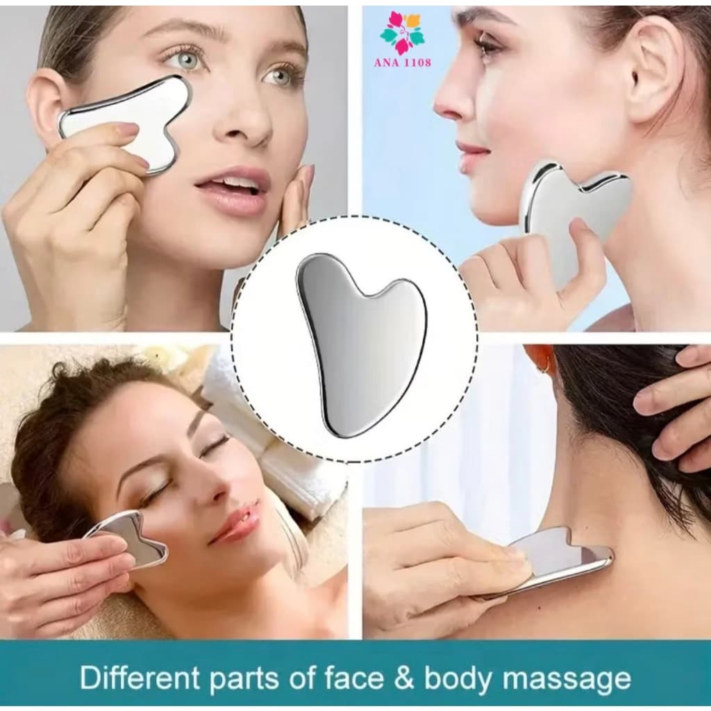 ANA 1108 Massageador Facial e Corporal Aço Inox Gua Sha Raspagem Skincare Rosto Relaxamento SPA Lifting Facial-Mundo