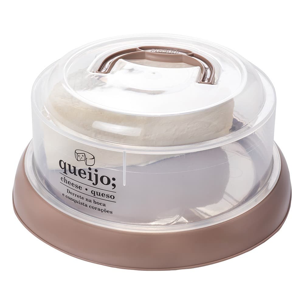 Porta Queijo Queijeira de Plástico Redonda Plasutil Marrom-3394
