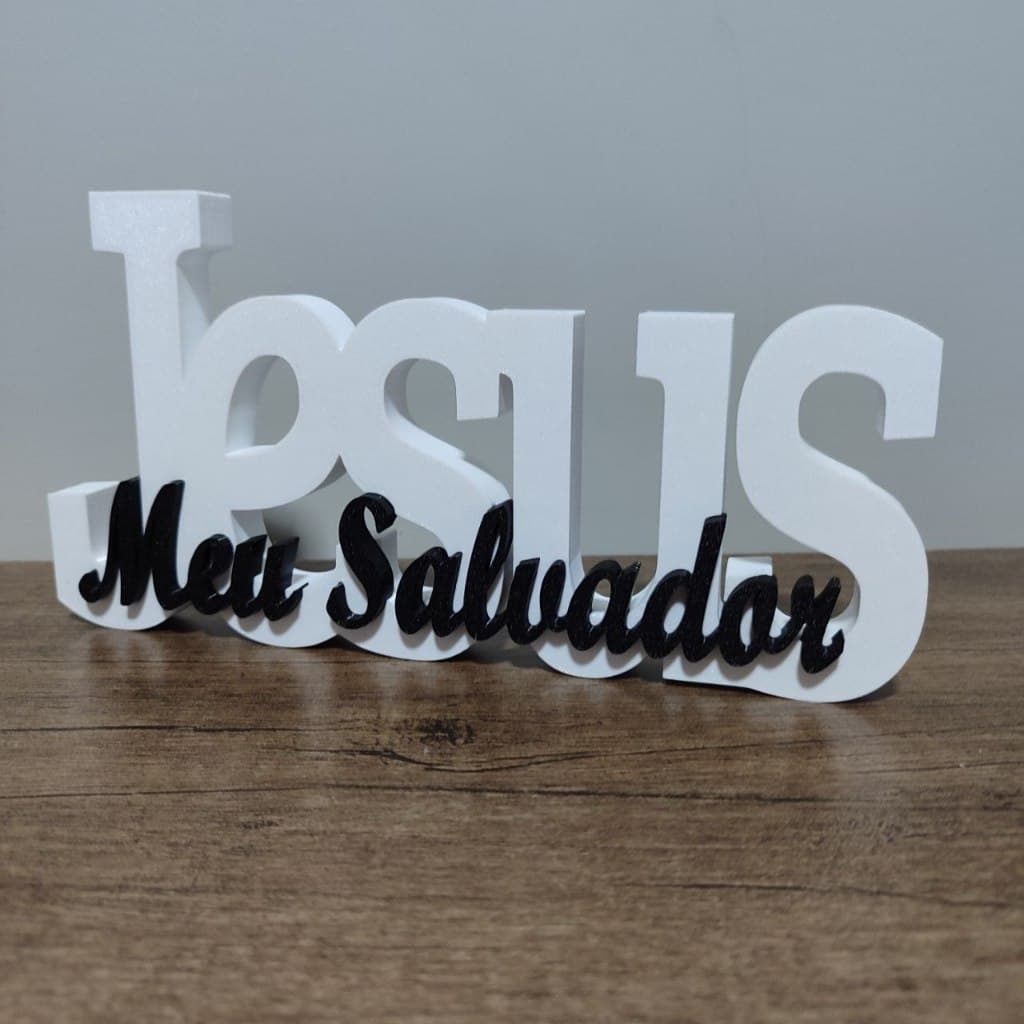 Letreiro Jesus Cristo Meu Salvador Decorativo para Mesa Hack Sala de Jantar Estúdio Cristão Bíblico