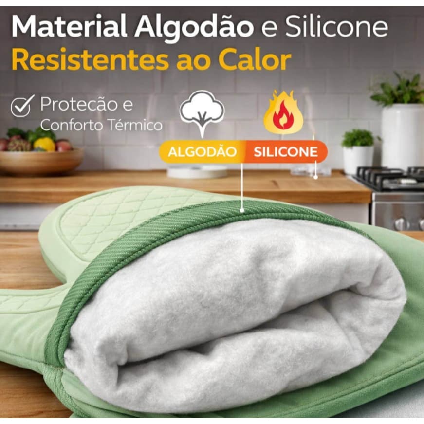 Luva Térmica de Silicone para Cozinha Luva Térmica Silicone Proteção P