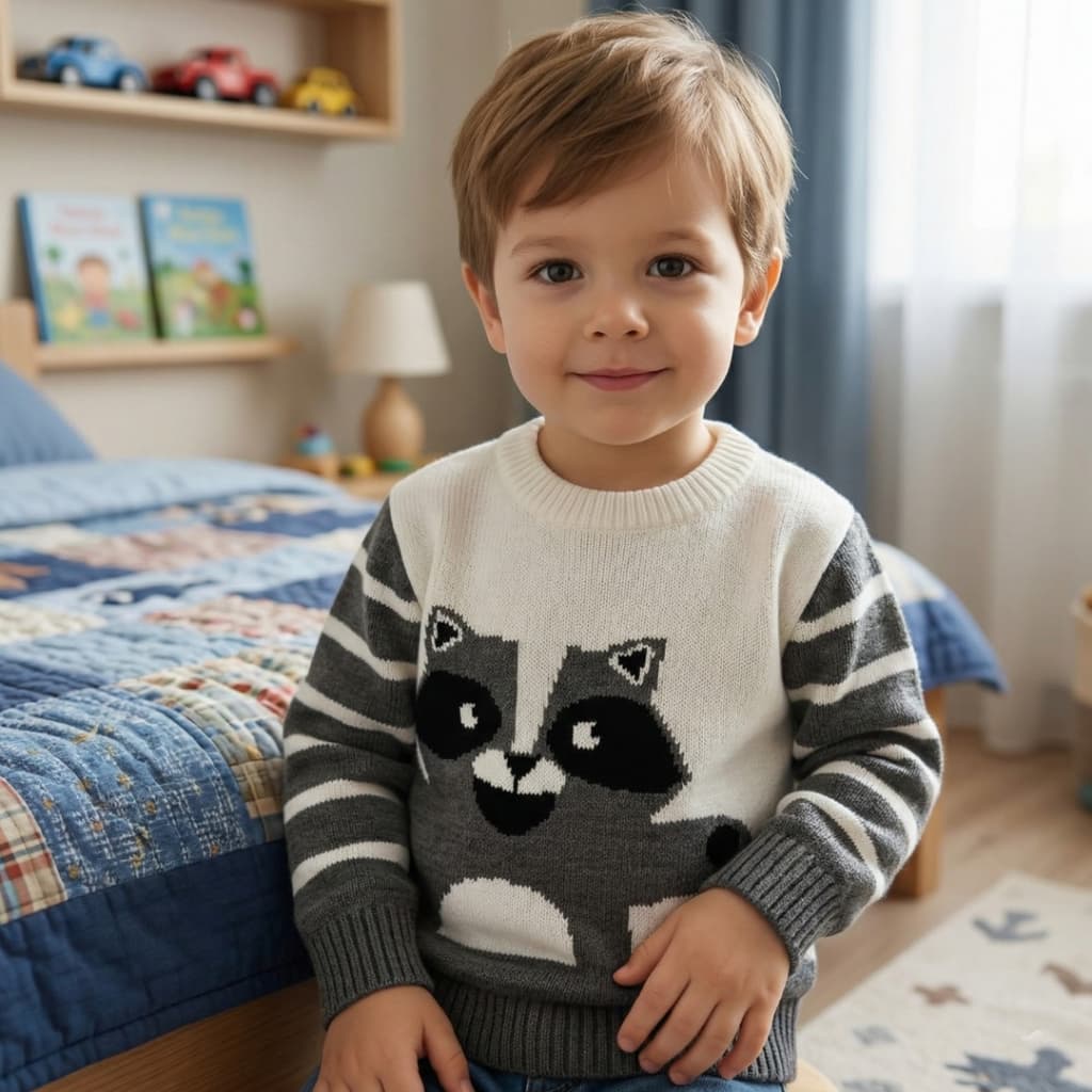 Blusa Infantil Suéter De Tricô Luxo Menino Inverno Guaxinim