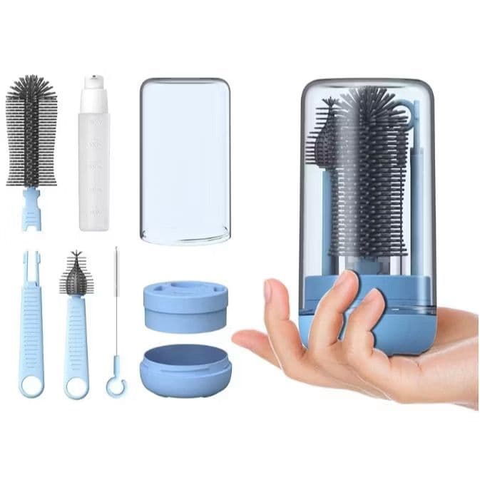 Kit Escova de Limpeza 4 em 1 Para Lavar Copo, Garrafa, Mamadeira e Canudo Escovas de Higiene Portátil para Viagem