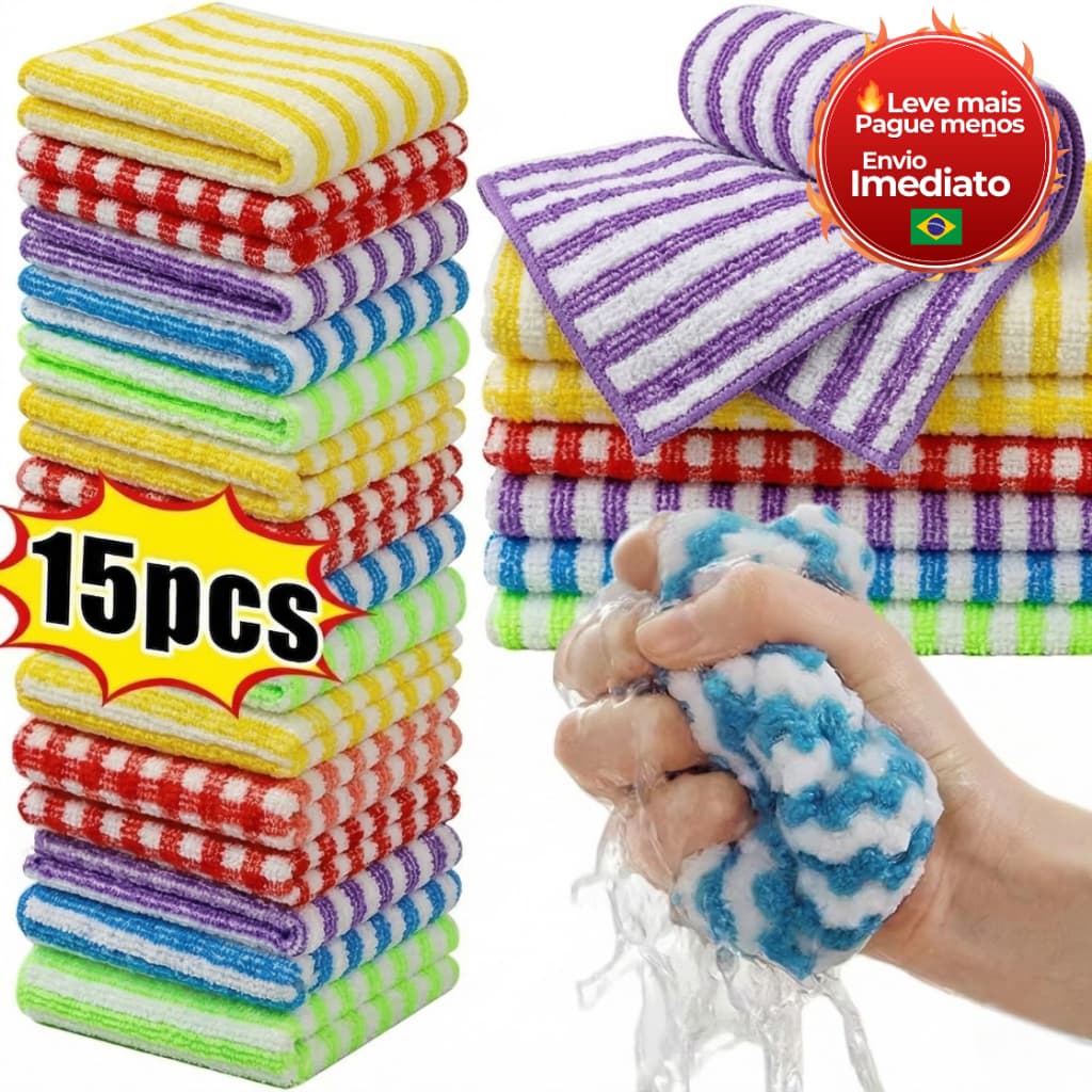 Kit 05/10/15/Panos De  Microfibra 30x30 Cozinha, Banheiro, Vidros. Alta Absorção, Reutilizáveis