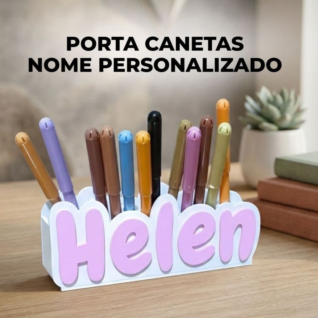 Organizador Mesa Porta Canetas de Nome Personalizado Compatível com Faber-Castell