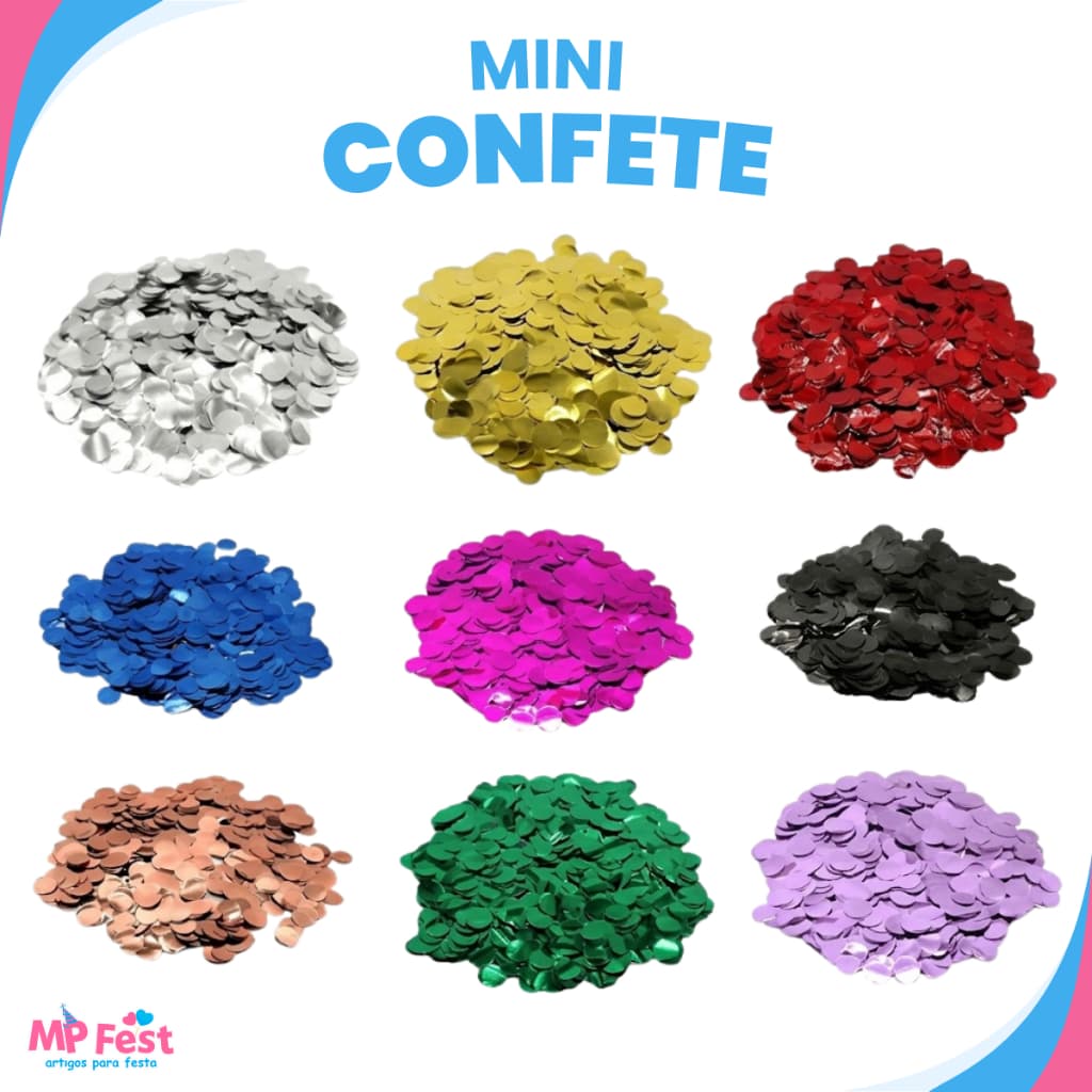 Mini Confete 10 Gramas 10mm Metálico Balão Festa Decoração Bubble e Festas