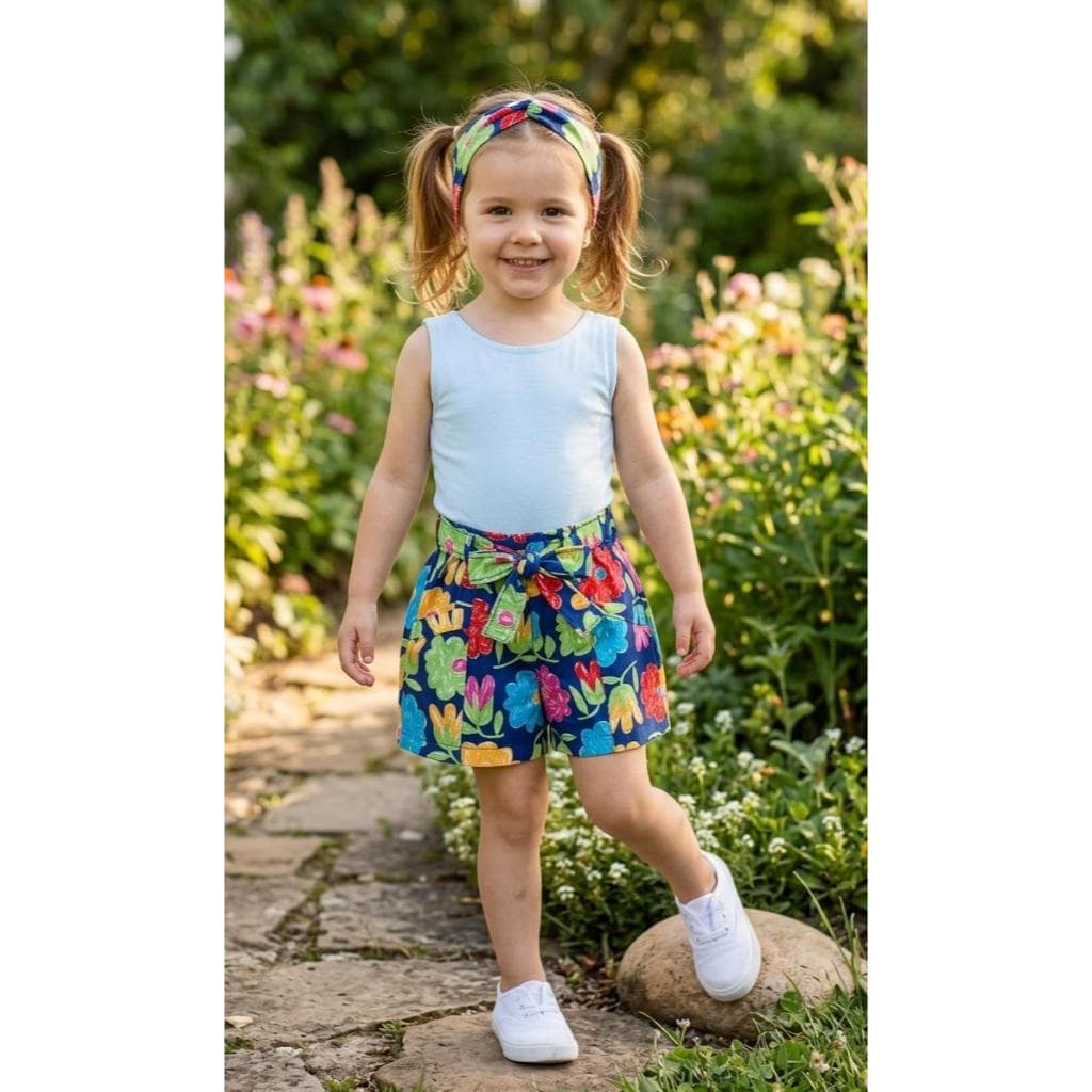 Conjunto Infantil Short com Body Florido