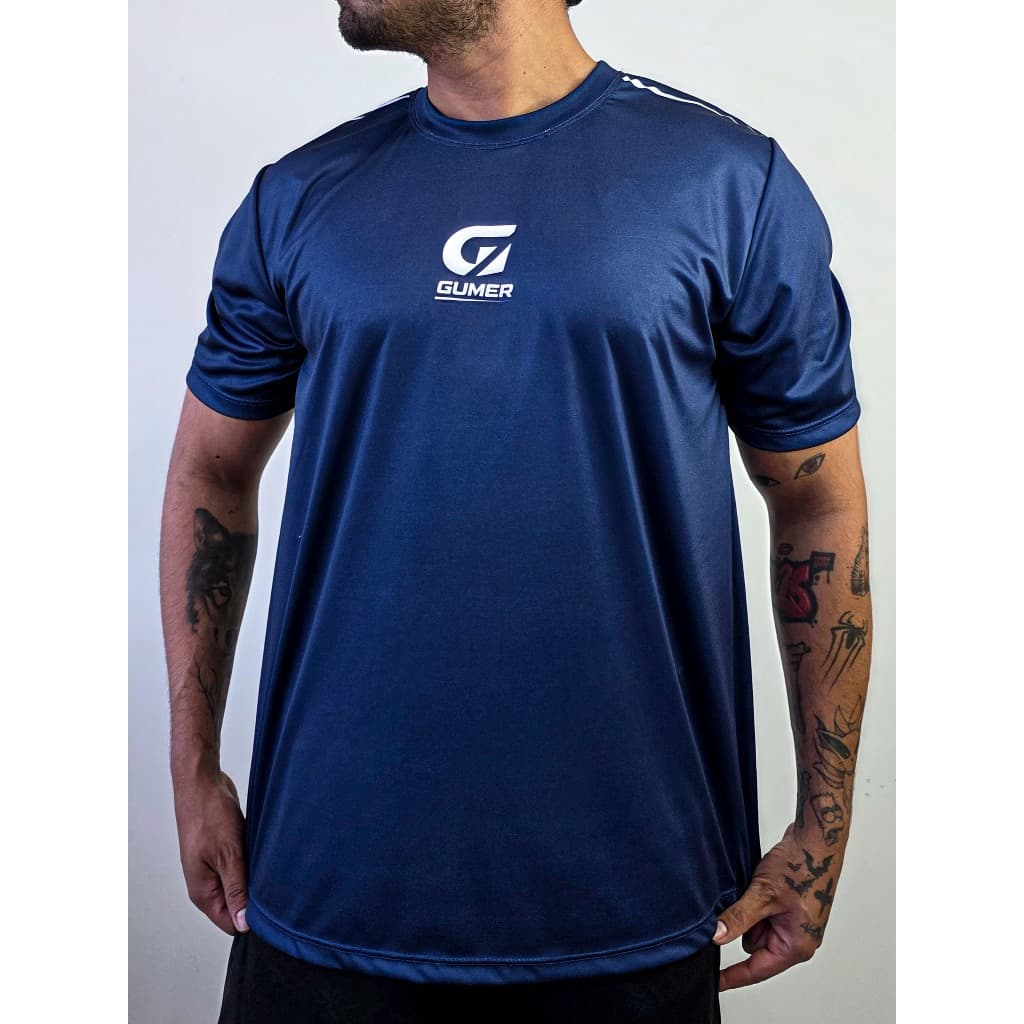 Camiseta Dry Fit Masculina Cor Azul Confortável Respirável Academia Dia a Dia Gumer