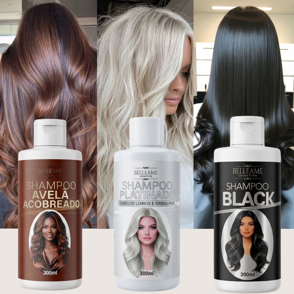 Shampoo Escurecedor Cabelos Brancos Tonalizante 300ml Efeito 100% Natural Super Resultado