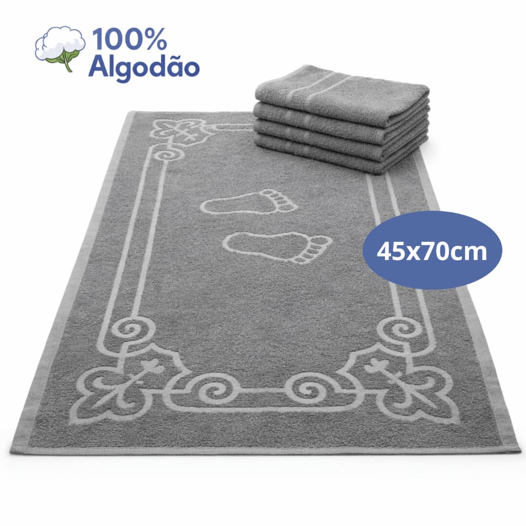 Kit 3 Tapetes Piso de Banheiro Toalha Premium - Algodão Macio Estilo Hotel e Pousada 45 x 70cm