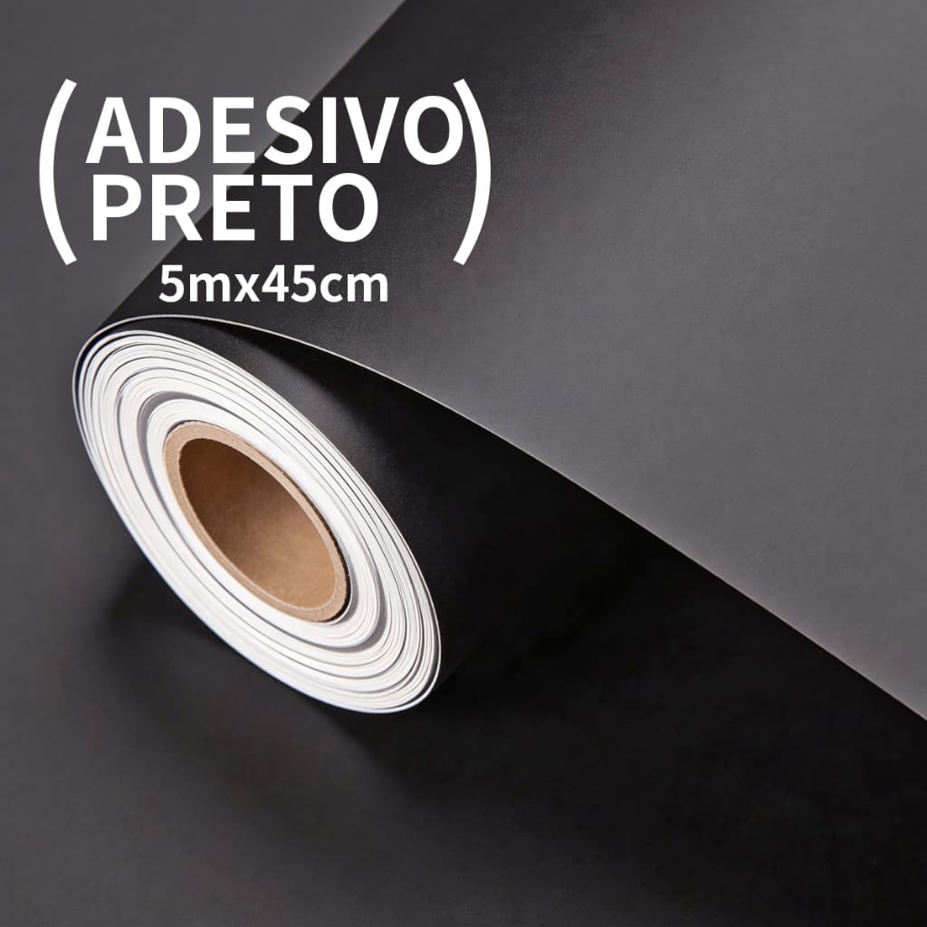 Papel Contact Autoadesivo Preto 5m Vinil Lavável Impermeável para Decoração Casa Móveis