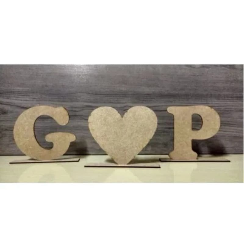 kit 10 Letras de Mesa em MDF Laser na Base 10cm de altura/Decoração