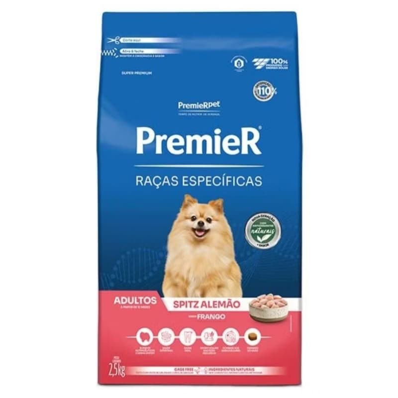 Ração Premier Raças Específicas Cães Adultos Spitz Alemão Frango 2,5kg