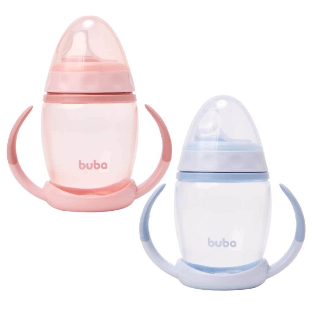 Copo de Treinamento Buba com Alças Removíveis Bico Silicone Antivazamento Macio 250 mL +6meses